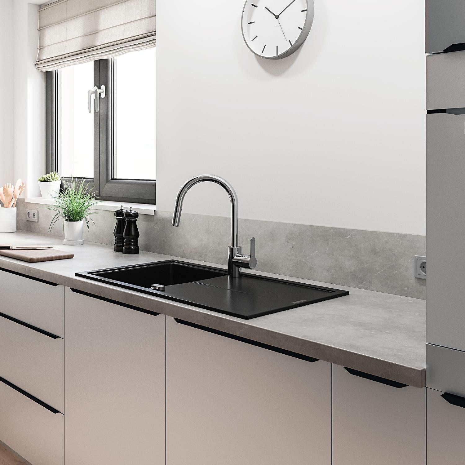 GROHE Get Kitchen Mixer Tap, Chrome, C-Shaped Spout, High Spout, 150° Swivel