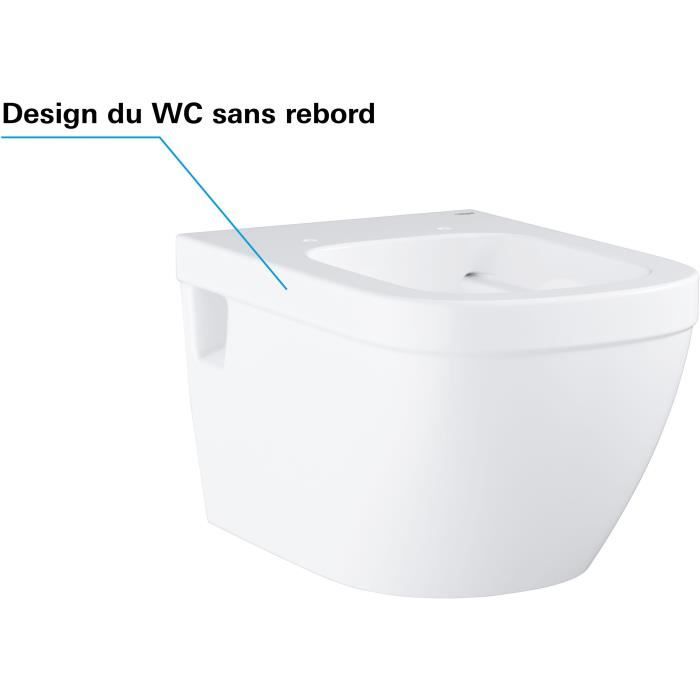 GROHE Wall-hung Toilet - Euro Ceramic Seat with Lid - Quick-release - Alpine White