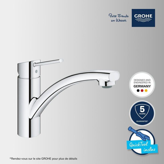 GROHE Kitchen Sink Tap - Swift - Single-Lever Mixer - Water-Saving Aerator - 140° Swivel - 30358000