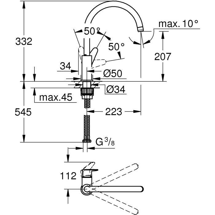 GROHE Kitchen Mixer Tap - Single-Lever - Gooseneck - Chrome - 31554001