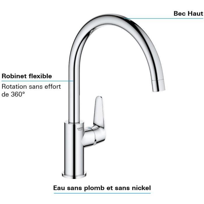 GROHE Kitchen Mixer Tap - Single-Lever - Gooseneck - Chrome - 31554001