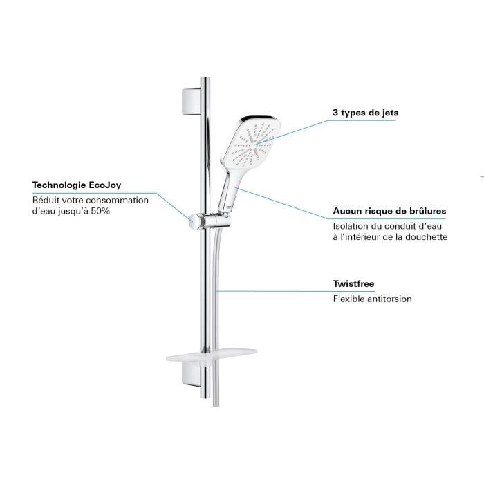 GROHE Shower Set 3-Jet with Bar - EcoJoy - Chrome