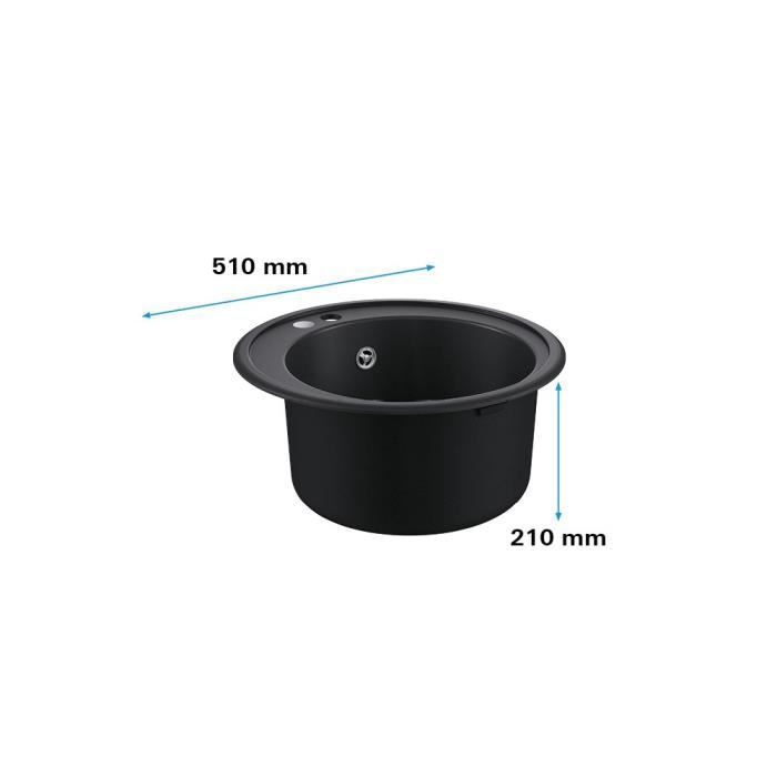 GROHE K200 Composite Sink - 1 Bowl - Inset - Black - Round