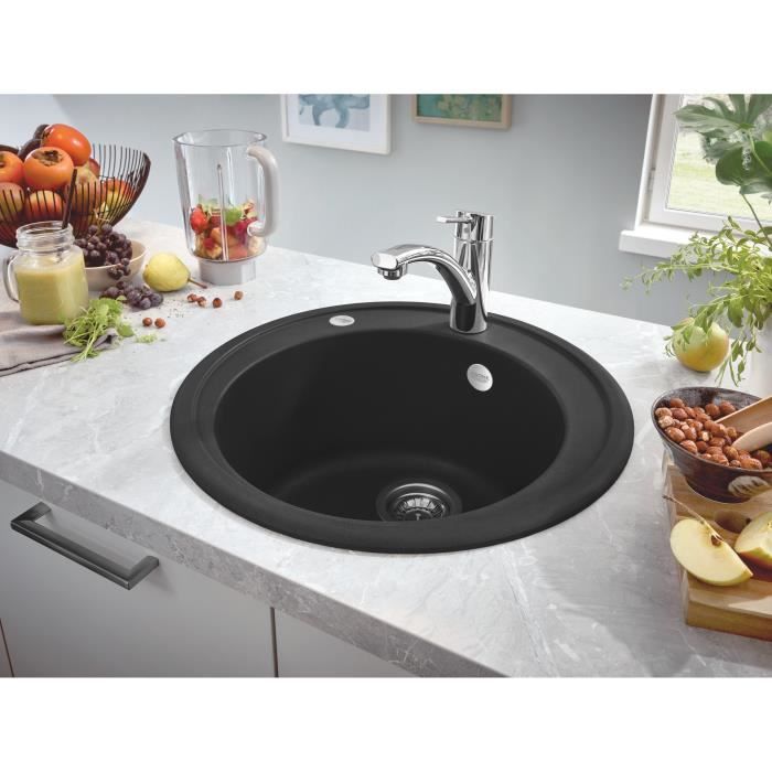 GROHE K200 Composite Sink - 1 Bowl - Inset - Black - Round