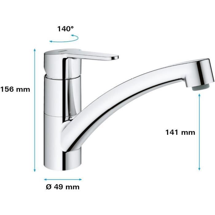 GROHE Start Eco Kitchen Mixer Tap - Chrome - Low Spout - Metal