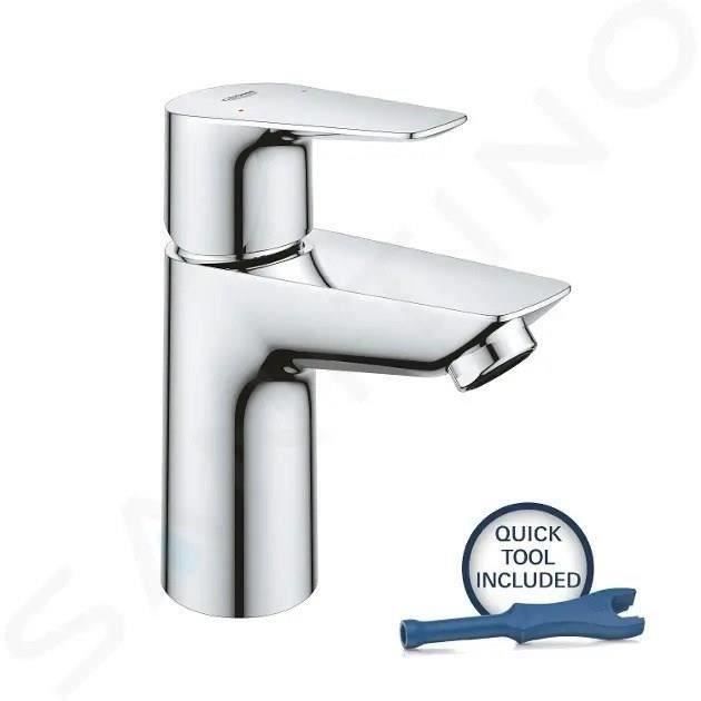 GROHE Start Edge Basin Mixer Tap, Single-Lever, Chrome, Size S, 23898001