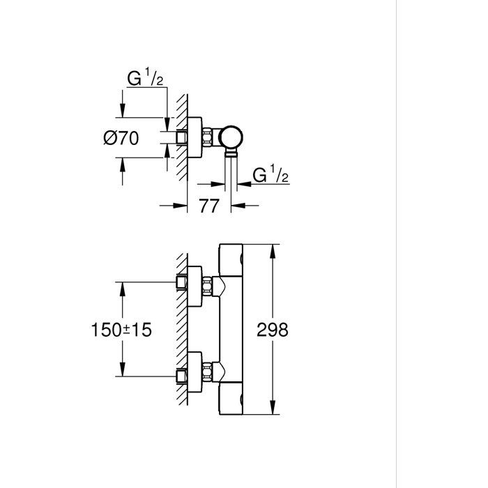 GROHE Precision Get Thermostatic Shower Mixer - Wall Mounted - Temperature Indicator - Integrated Filters