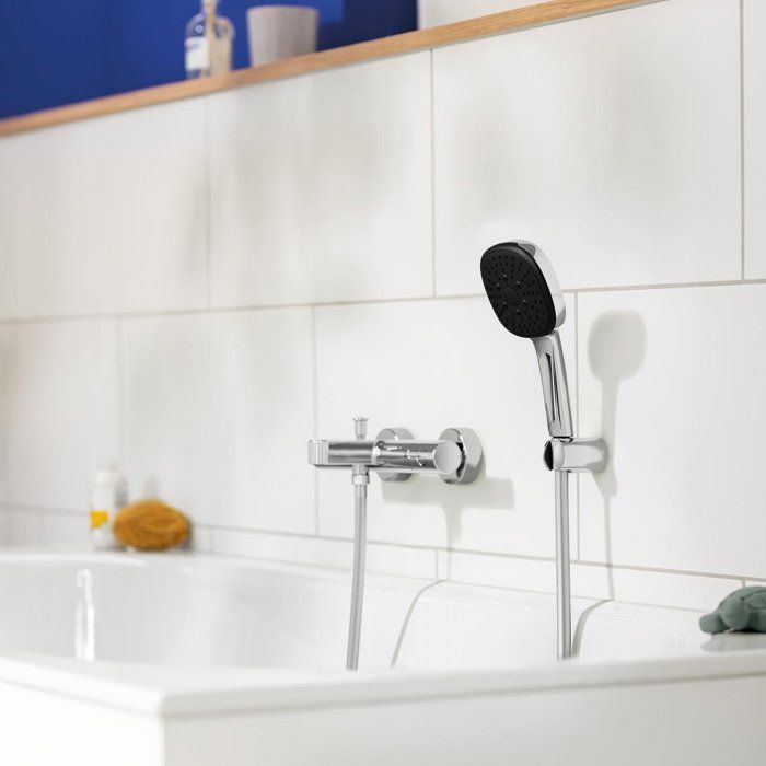 GROHE Precision Get Thermostatic Bath/Shower Mixer - Wall Mounted - Chrome - 43°C Temperature Limiter
