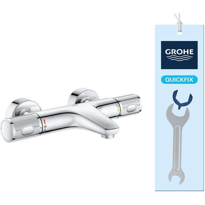 GROHE Precision Feel Thermostatic Shower Mixer - Wall Mounted - Chrome - Temperature Indicator