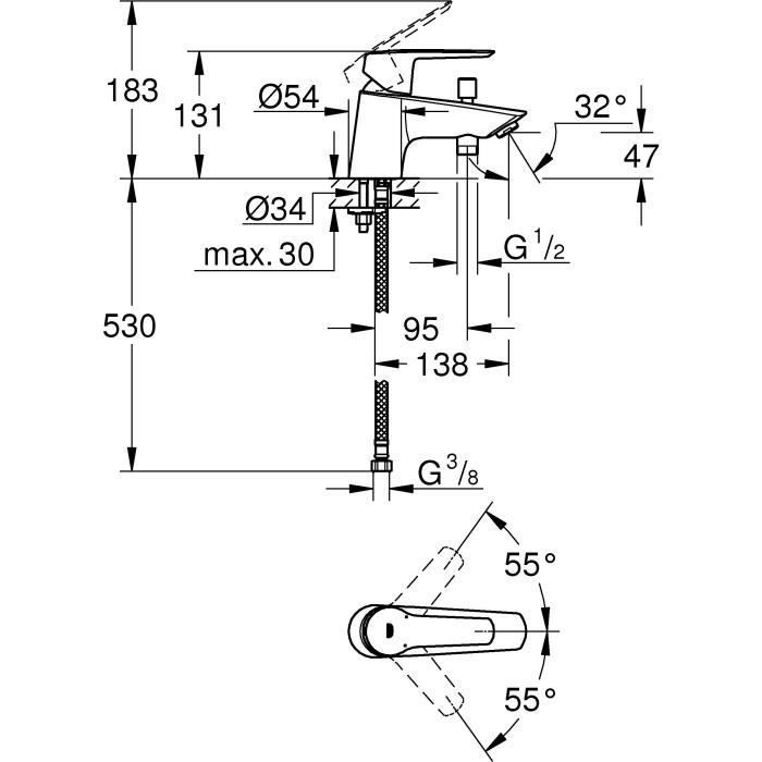 GROHE START Chrome Single-Hole Bath/Shower Mixer Tap - 23229002