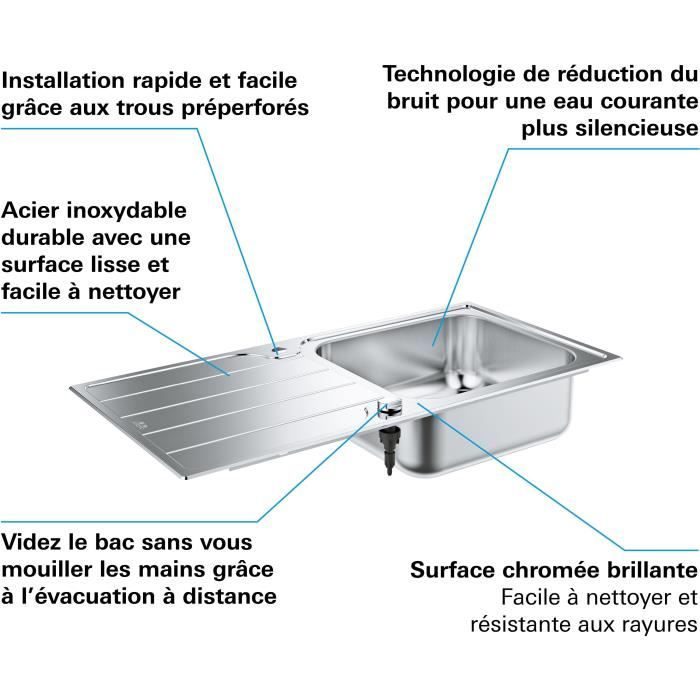 GROHE Sink - Stainless Steel - Surface-Mounted - 1000 x 500 mm - K500