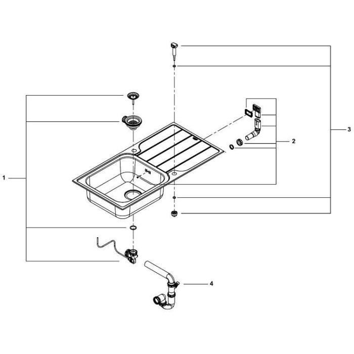 GROHE Sink - Stainless Steel - Surface-Mounted - 1000 x 500 mm - K500