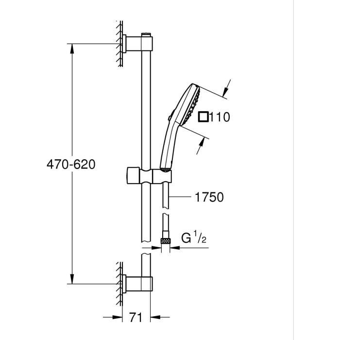 GROHE Vitalio Comfort 110 Shower Head 26397001 - 2 Spray Patterns - Chrome Finish