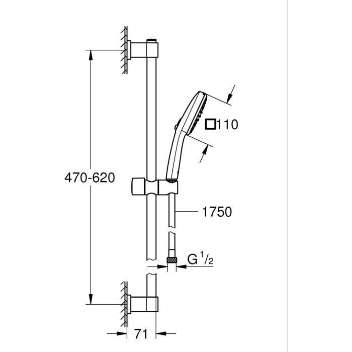 GROHE Vitalio Comfort 110 Shower Set 26398001 - 2 Spray Shower Head - Chrome Finish 2-spray