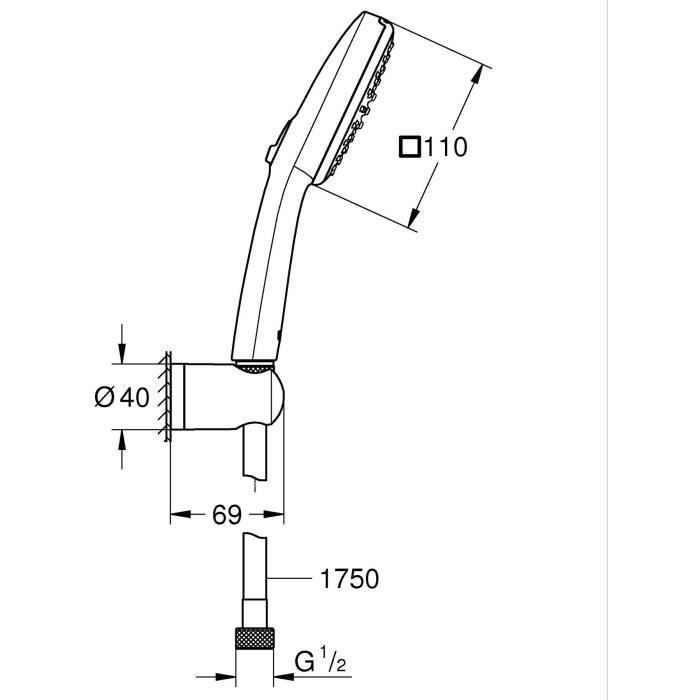 GROHE Vitalio Comfort 110 Shower Set 26399001 - 2 Spray Shower Head - Chrome Finish 2-spray