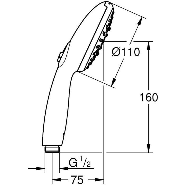 GROHE Vitalio Start 110 Shower Head 26031001 - 3 Spray Patterns - Chrome Finish