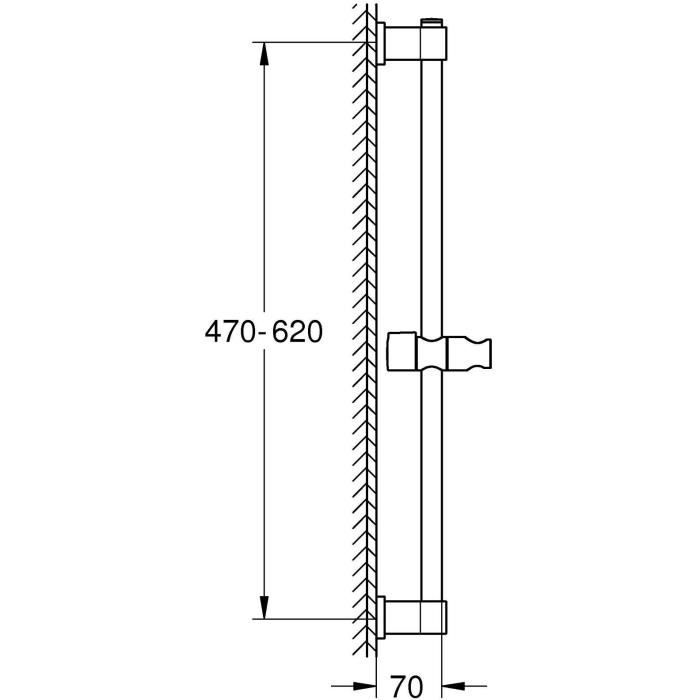 GROHE Vitalio Universal Shower Rail - 60 cm - Ø 22 mm - Adjustable - Chrome