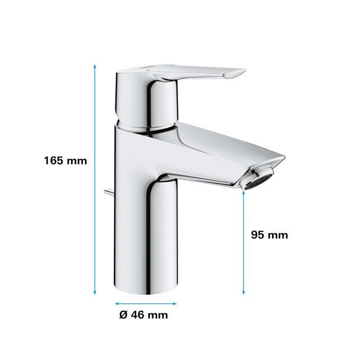 GROHE QUICKFIX Start Single-Lever Basin Mixer Tap - Chrome - Water Saving - Easy Installation