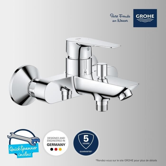 GROHE Start Edge Single-Lever Bath/Shower Mixer Tap - Chrome - Water Saving