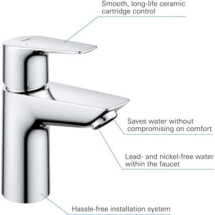 GROHE Single-Lever Basin Mixer Tap - Size S - Chrome - Water Saving