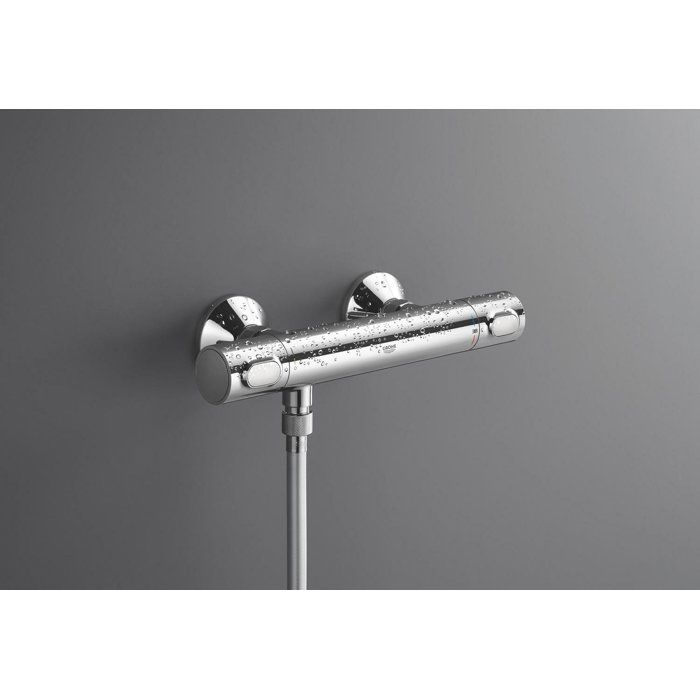 GROHE Precision Flow Thermostatic Shower Mixer - Wall-mounted - Anti-scald Protection - Chrome