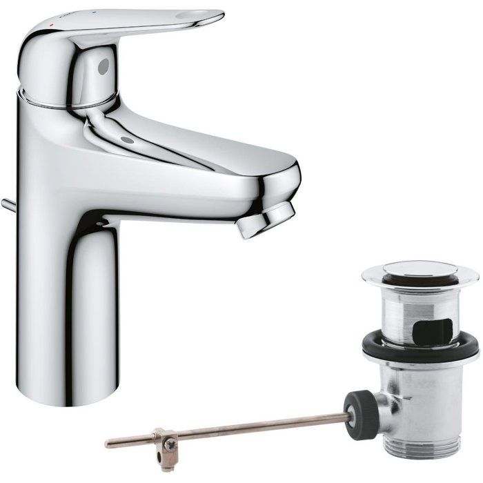 GROHE Single-lever Basin Mixer Tap - Swift - Chrome - Medium Size - Cold Water Start - Water Saving