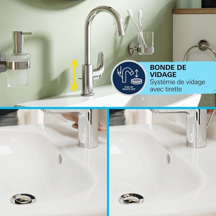 GROHE Swift Single-Lever Basin Mixer Tap - 24330001 - Chrome - Size L - High Spout - Water Saving