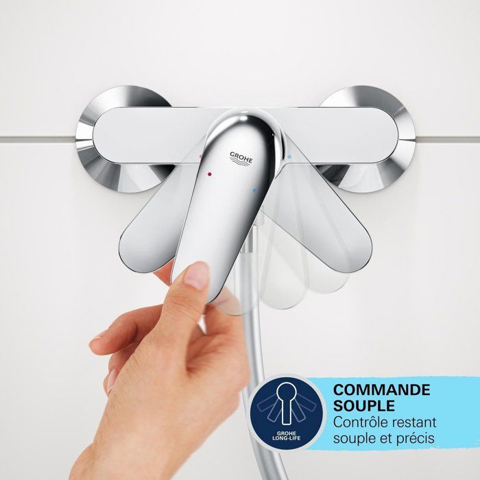 Mitigeur monocommande douche - GROHE Swift - 24333001 - Chromé - Montage mural apparent