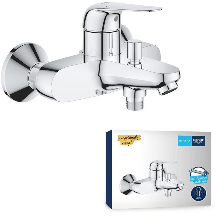 GROHE Swift Single-Lever Bath/Shower Mixer Tap - 24335001 - Chrome - Exposed Wall Mounting