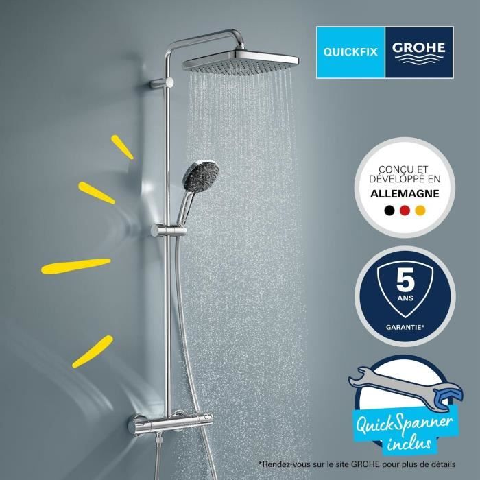 GROHE Vitalio Comfort 250 Shower Column - Thermostatic Mixer - Chrome - 26696001