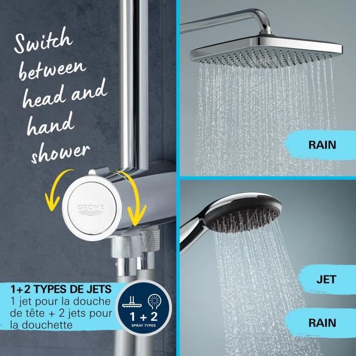 GROHE Vitalio Comfort 250 Shower Column - Manual Diverter - Chrome - 26986001