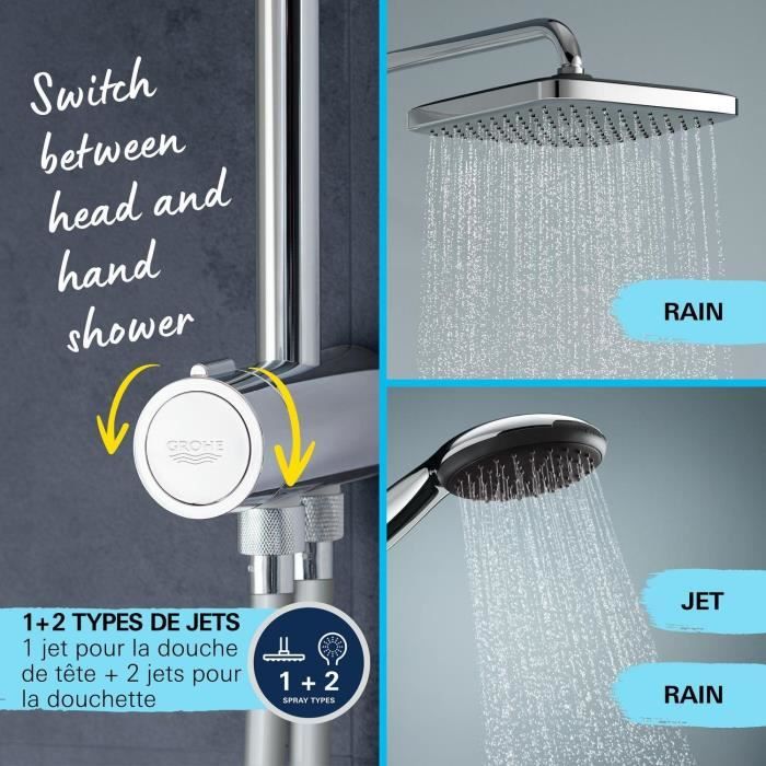 GROHE Vitalio Comfort 250 Shower Column - Manual Diverter - Chrome - 26698001