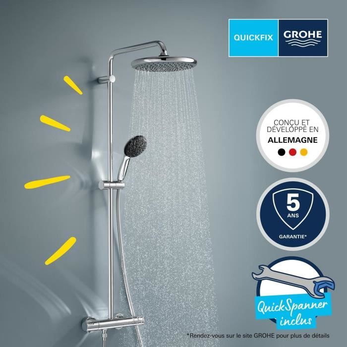GROHE Vitalio Start System 250 Shower Column - Thermostatic Mixer - Chrome - 26677001