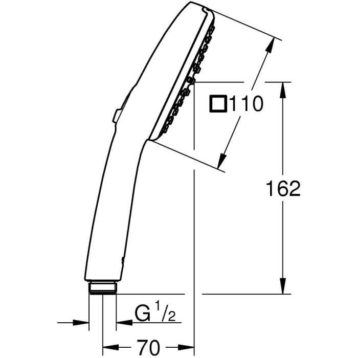 GROHE Vitalio Comfort 110 Shower Head 26925001 - 2 Spray Patterns (Rain/Stimulating) - Water Saving - Chrome