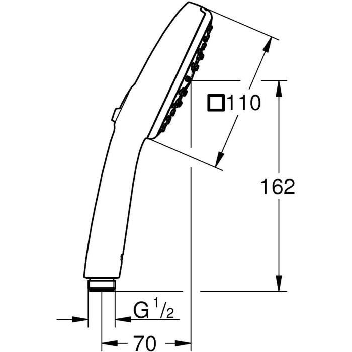 GROHE Vitalio Comfort 110 26092001 Shower Head - 3 Spray Patterns (Rain/Stimulating/Massage) - Water Saving - Chrome