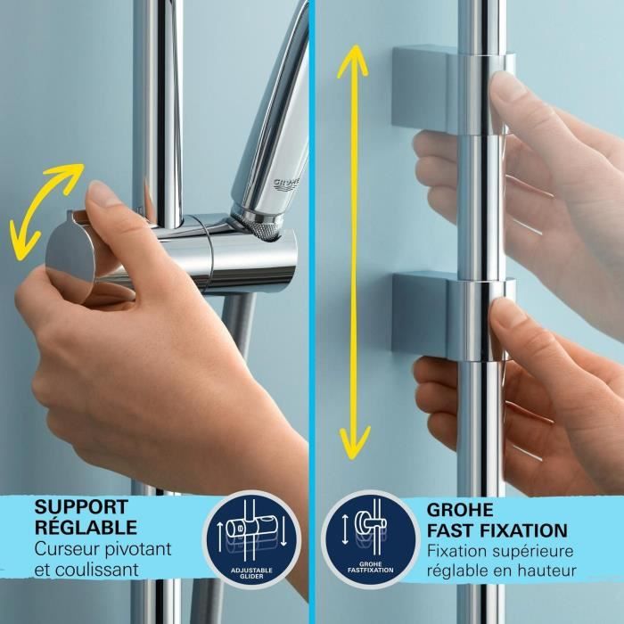 GROHE Vitalio Start 110 Shower Set - 2-Jet Head, 60 cm Bar, Hose - Water Saving - Chrome
