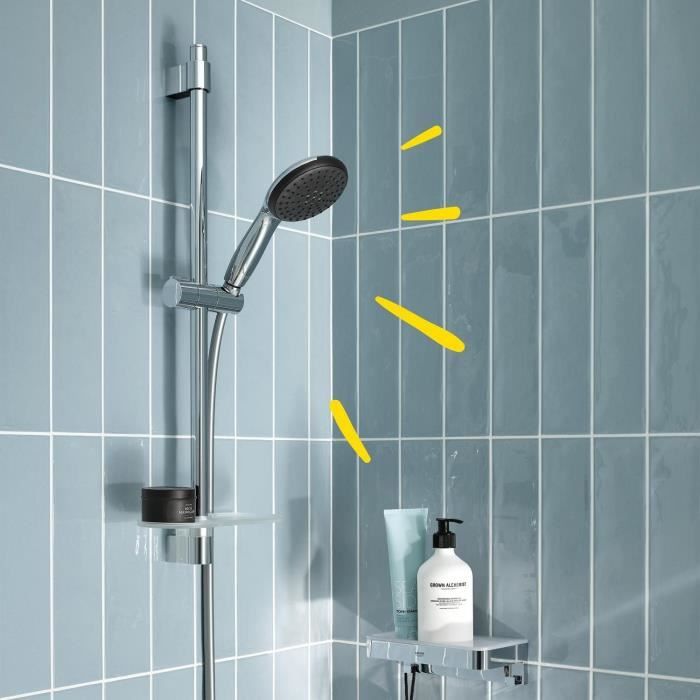 GROHE Shower Set with 2-Jet Shower Head, 60 cm Bar, Hose and Shelf - Vitalio Start 110 26952001 - Water Saving - Chrome