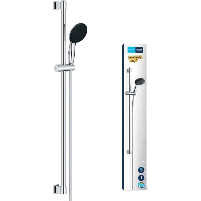 GROHE Vitalio Start 110 Shower Set - Single-Spray Head, 90 cm Bar, Hose - Water Saving - Chrome
