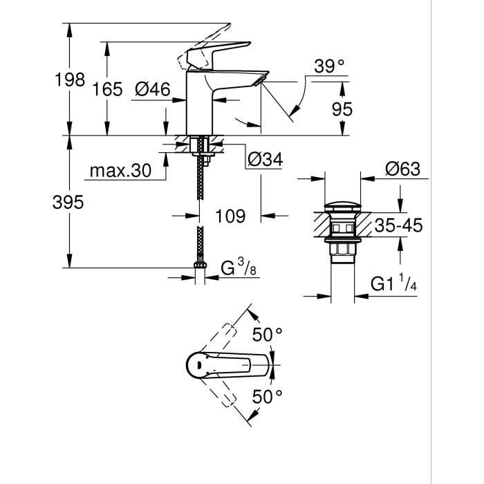 GROHE Start Single-Lever Basin Mixer - Matte Black - Water Saving