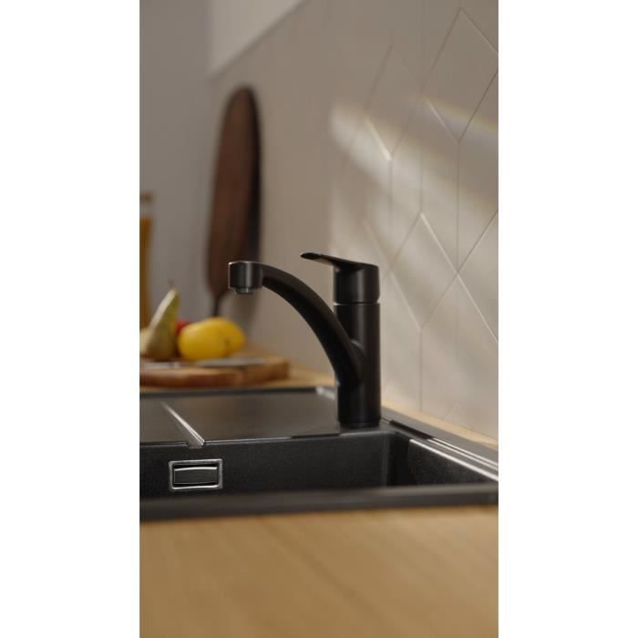 GROHE Start Kitchen Mixer Tap - Matte Black - Single-Lever - Low Spout - 140° Swivel