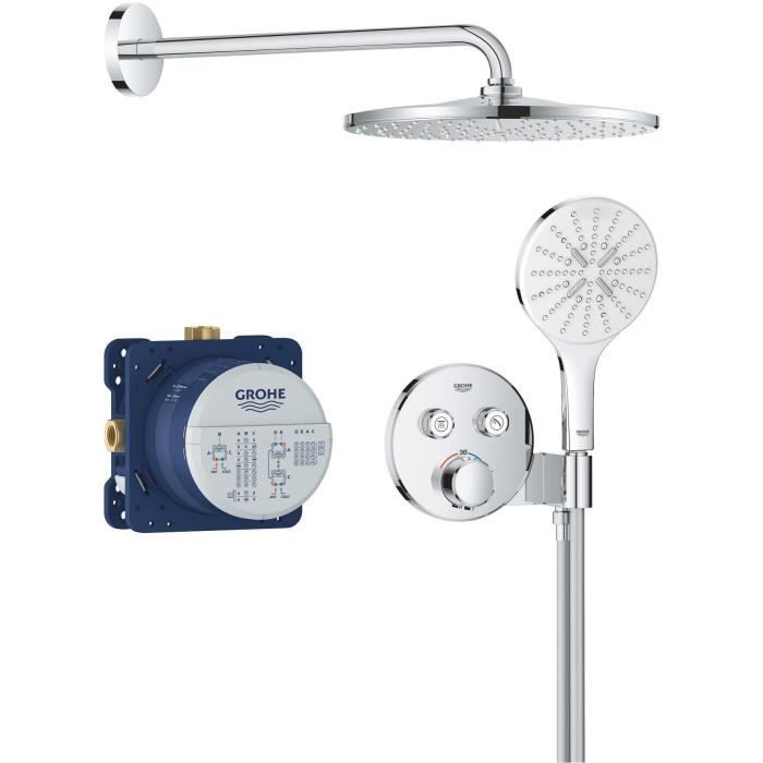 GROHE Concealed Shower Set - All Spray Patterns - Thermostatic Mixer - 34877000 - Grey