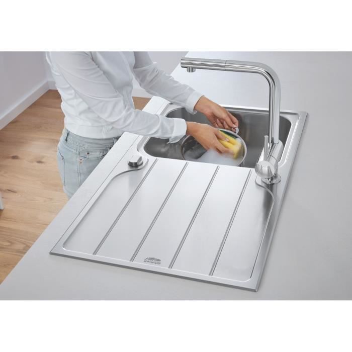 GROHE Minta 32168000 Kitchen Mixer Tap - Pull-Out Spray Head - L-Shaped Spout - 360° Swivel Spout - Chrome