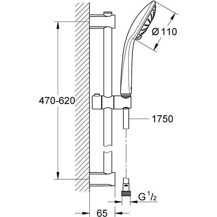 GROHE Vitalio Joy 110 Massage 3-Jet Shower Set - Smooth Hose, Anti-Twist System