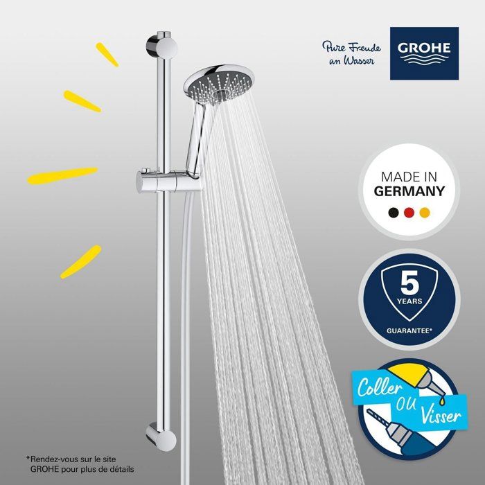 GROHE Vitalio Joy 110 Massage 3-Jet Shower Set - Smooth Hose, Anti-Twist System