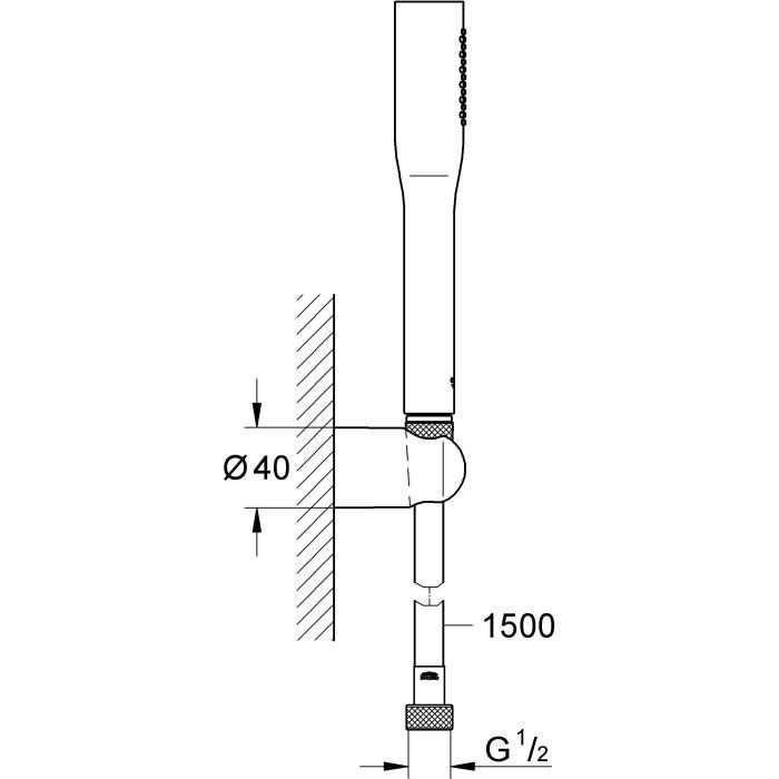 GROHE Vitalio Get Stick Shower Set - Water Saving - Chrome - Wall Bracket
