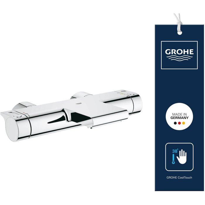 GROHE Grohtherm 2000 Thermostatic Wall-Mounted Bath/Shower Mixer - Waterfall Jet - Chrome