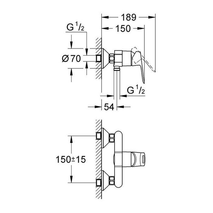 GROHE Shower Mixer - BAULOOP - Single Lever - Ceramic Cartridge