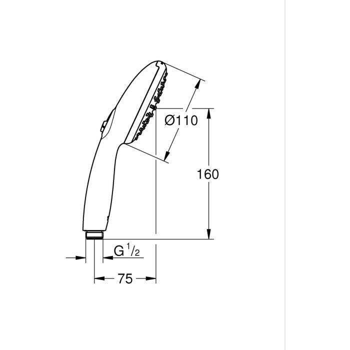 GROHE Vitalio Start 110 Shower Head - 2 Spray Patterns - Water Saving - Chrome - 27946001