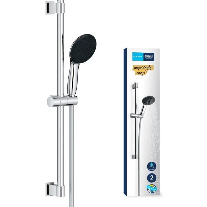 GROHE Shower Set with 2-Jet Shower Head, 60 cm Bar and 1.75 m Hose - Vitalio Start 110 27948001 - Water Saving - Chrome