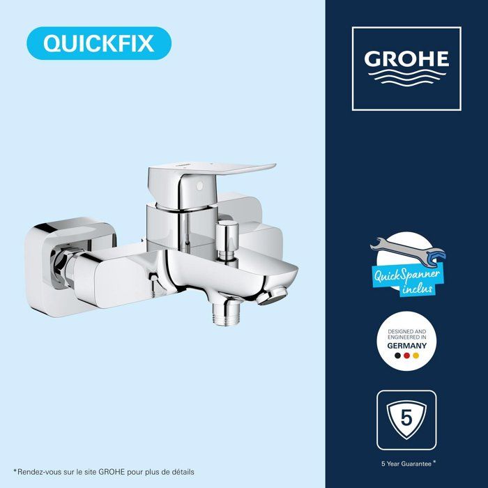 GROHE DICE Wall-Mounted Bath/Shower Mixer - Chrome